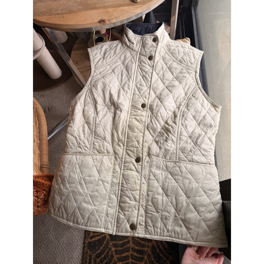 Barbour Women's Quilted Vest Cream Size 8 Full Zip